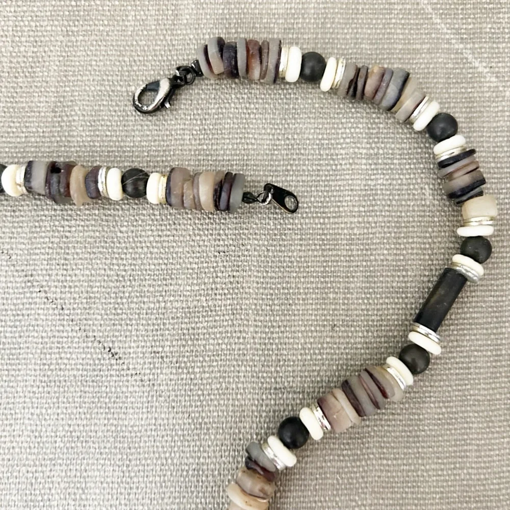 Y2K Surfer Necklace Mixed-Media Brown and White Unisex Unbranded Summer Beach - Picture 5 of 9